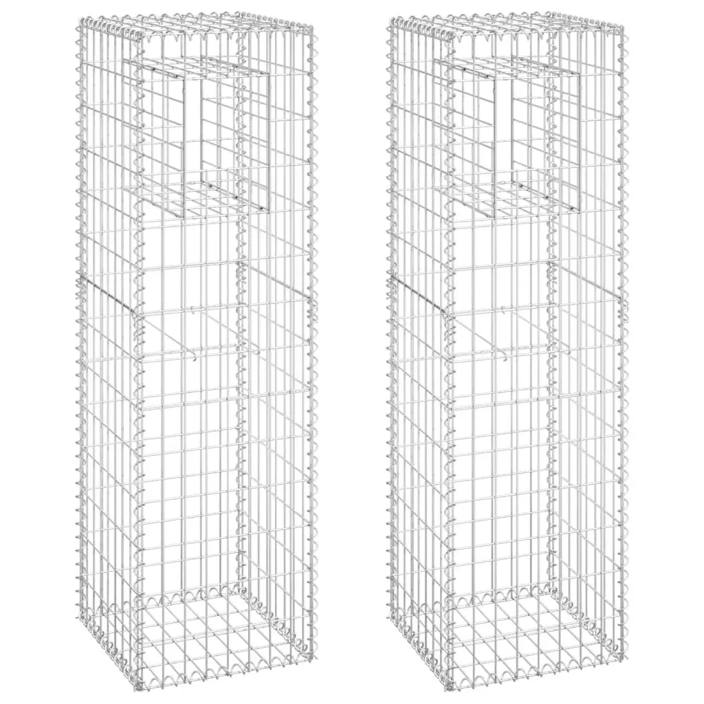 Gabion Basket Posts 2 pcs 40x40x140 cm Iron 151263