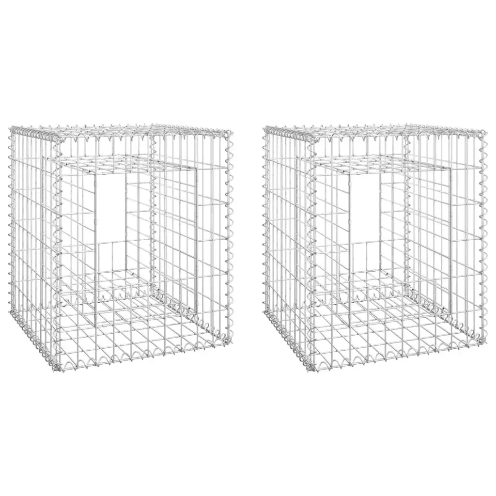 Gabion Basket Posts 2 pcs 50x50x60 cm Iron 151267