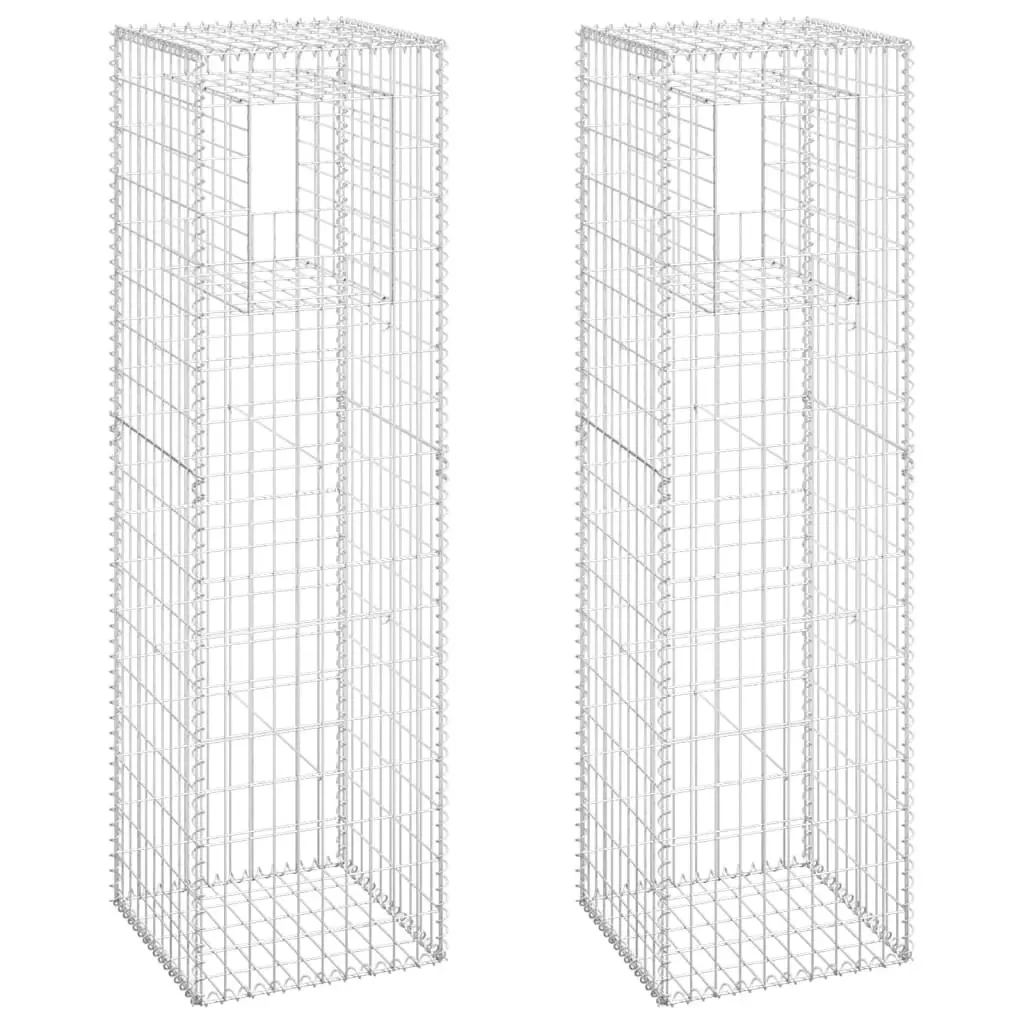 Gabion Basket Posts 2 pcs 50x50x180 cm Iron 151273