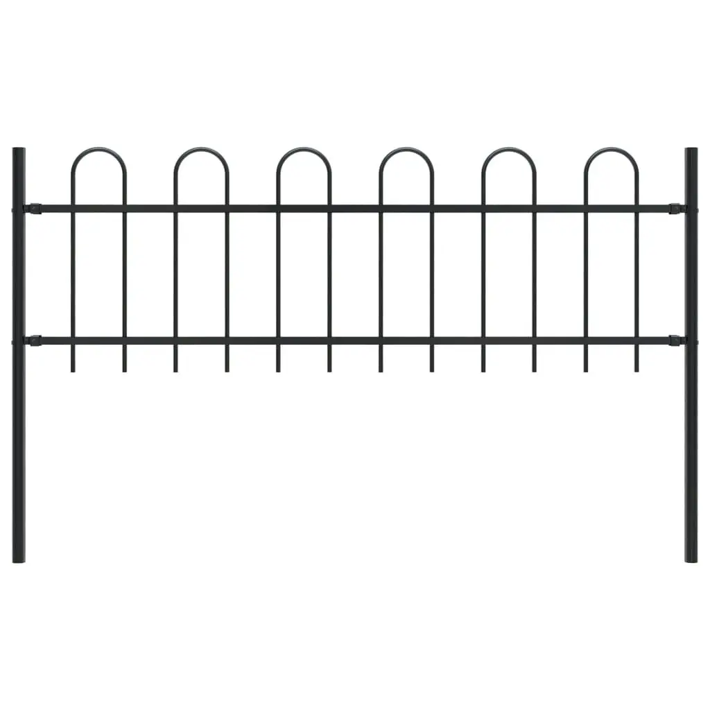 Garden Fence with Hoop Top Steel 1.7x0.6 m Black 144928