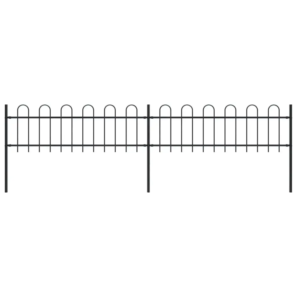 Garden Fence with Hoop Top Steel 3.4 m Black 277639