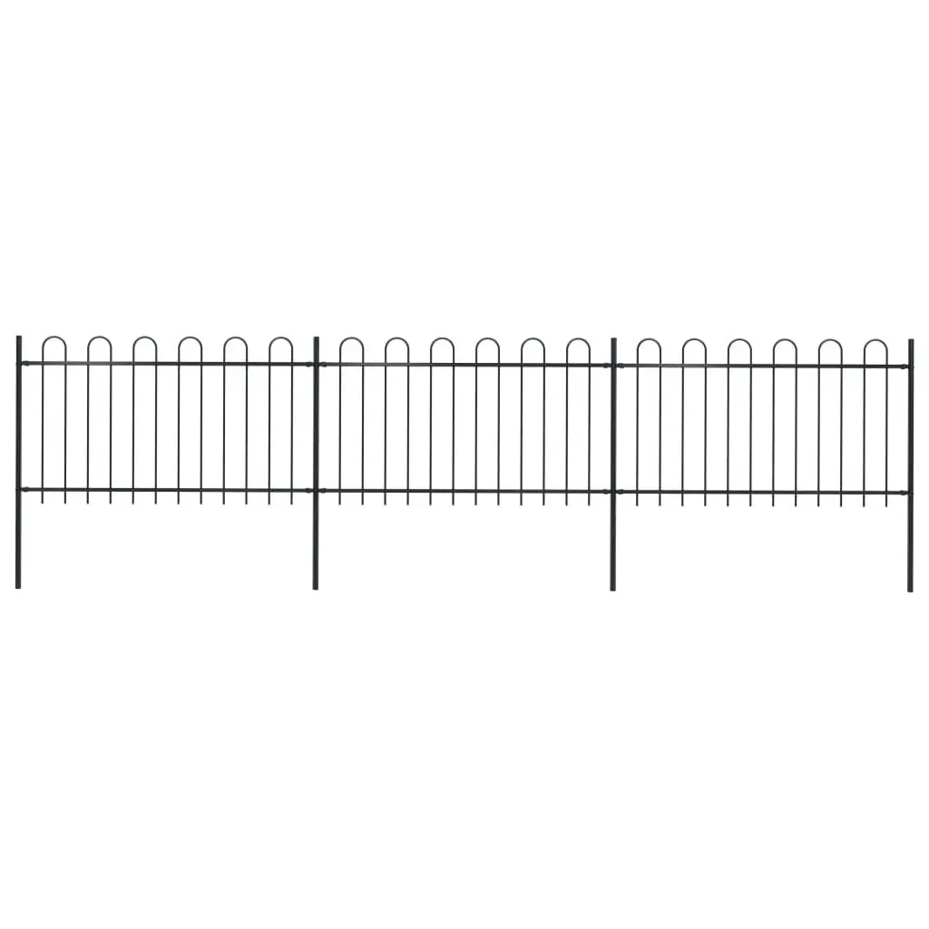 Garden Fence with Hoop Top Steel 5.1 m Black 277658