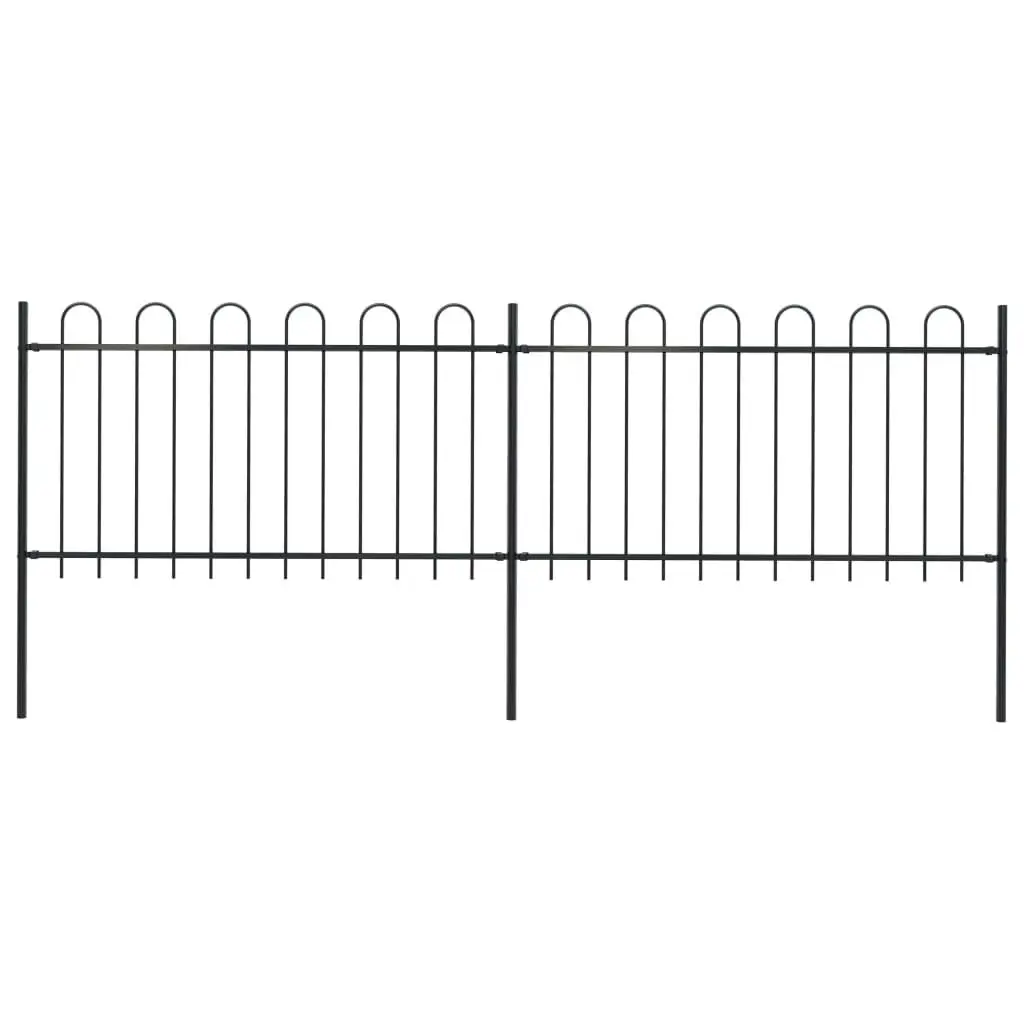 Garden Fence with Hoop Top Steel 3.4 m Black 277657