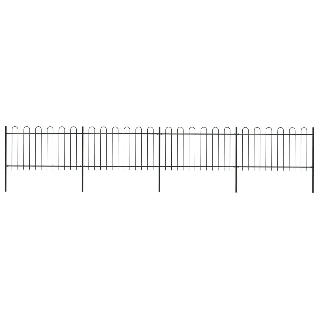 Garden Fence with Hoop Top Steel 6.8 m Black 277659