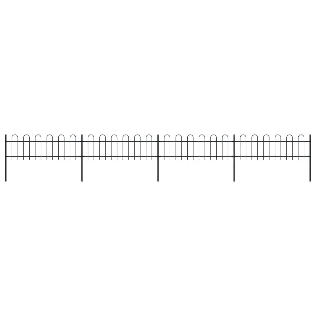 Garden Fence with Hoop Top Steel 6.8 m Black 277641