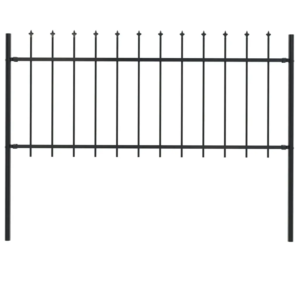 Garden Fence with Spear Top Steel 1.7 m Black 144924