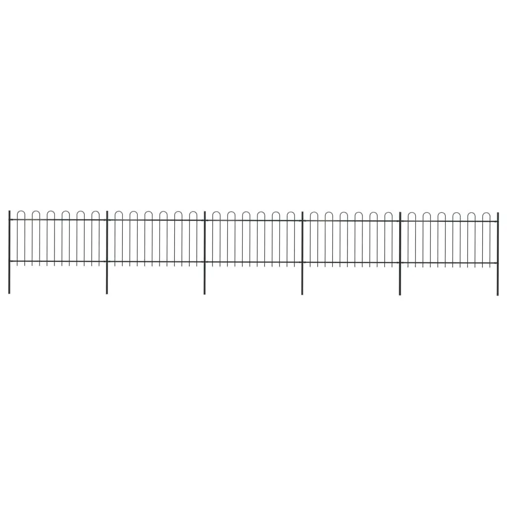 Garden Fence with Hoop Top Steel 8.5 m Black 277660