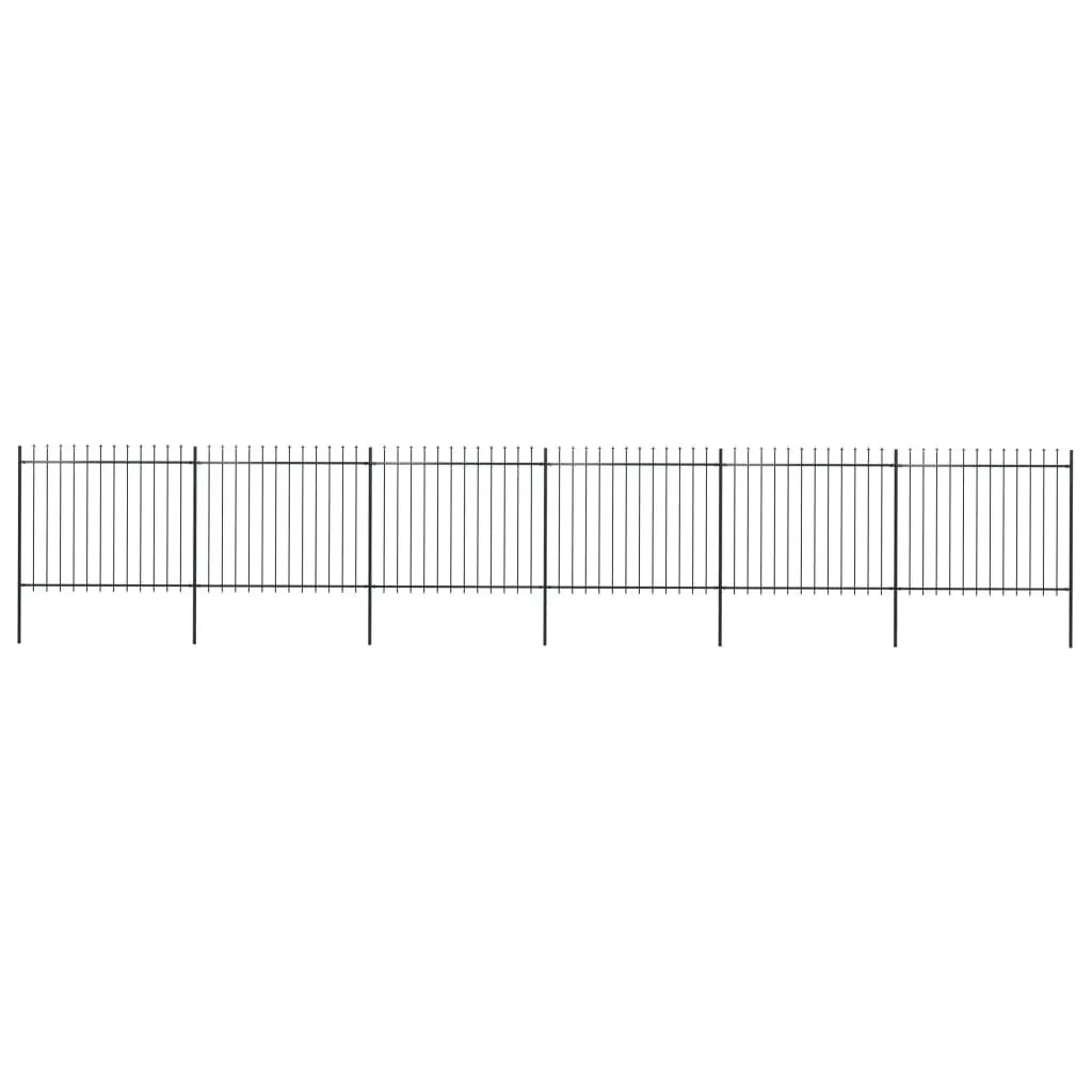 Garden Fence with Spear Top Steel 10.2 m Black 277634