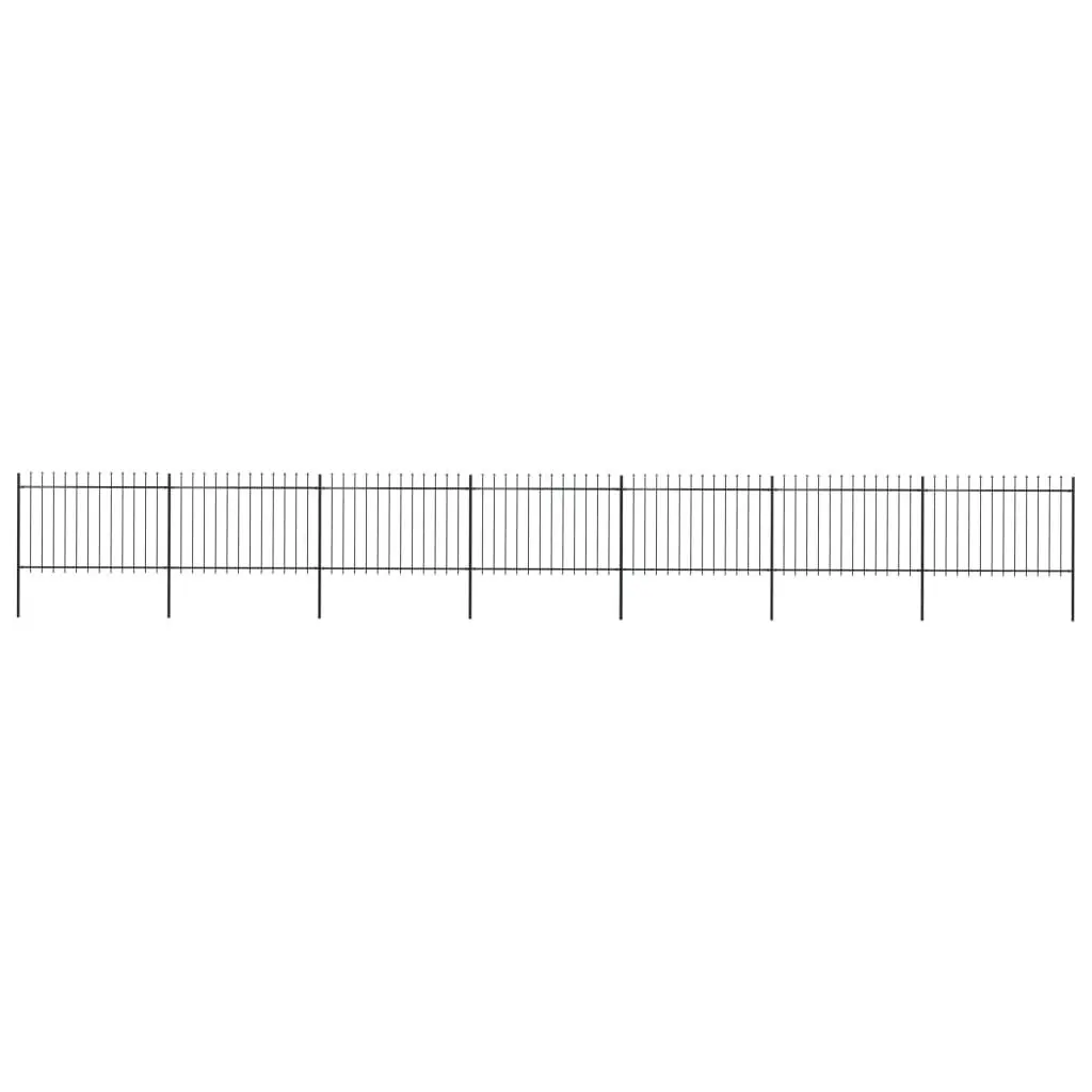 Garden Fence with Spear Top Steel 11.9 m Black 277626