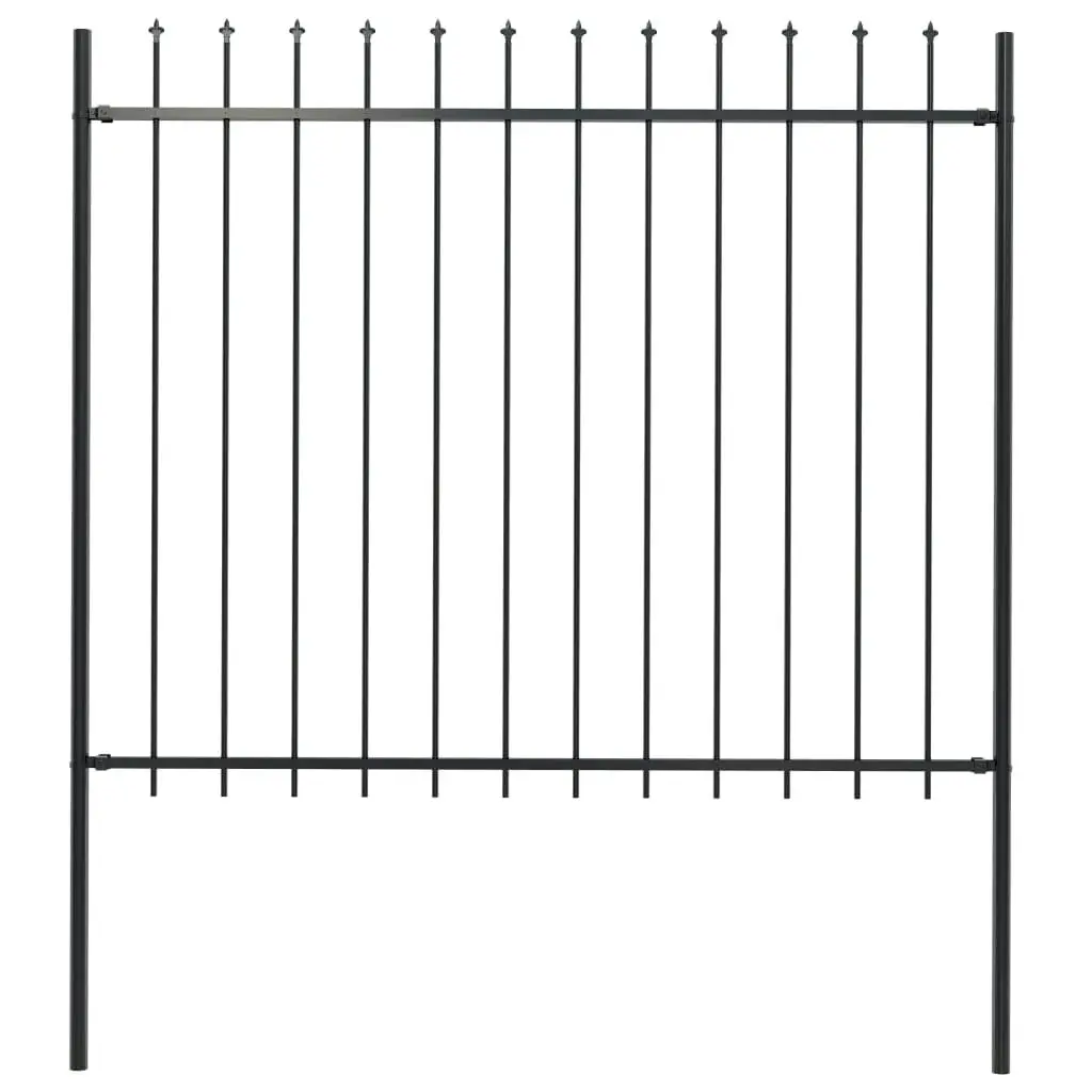 Garden Fence with Spear Top Steel 1.7x1.5 m Black 144927