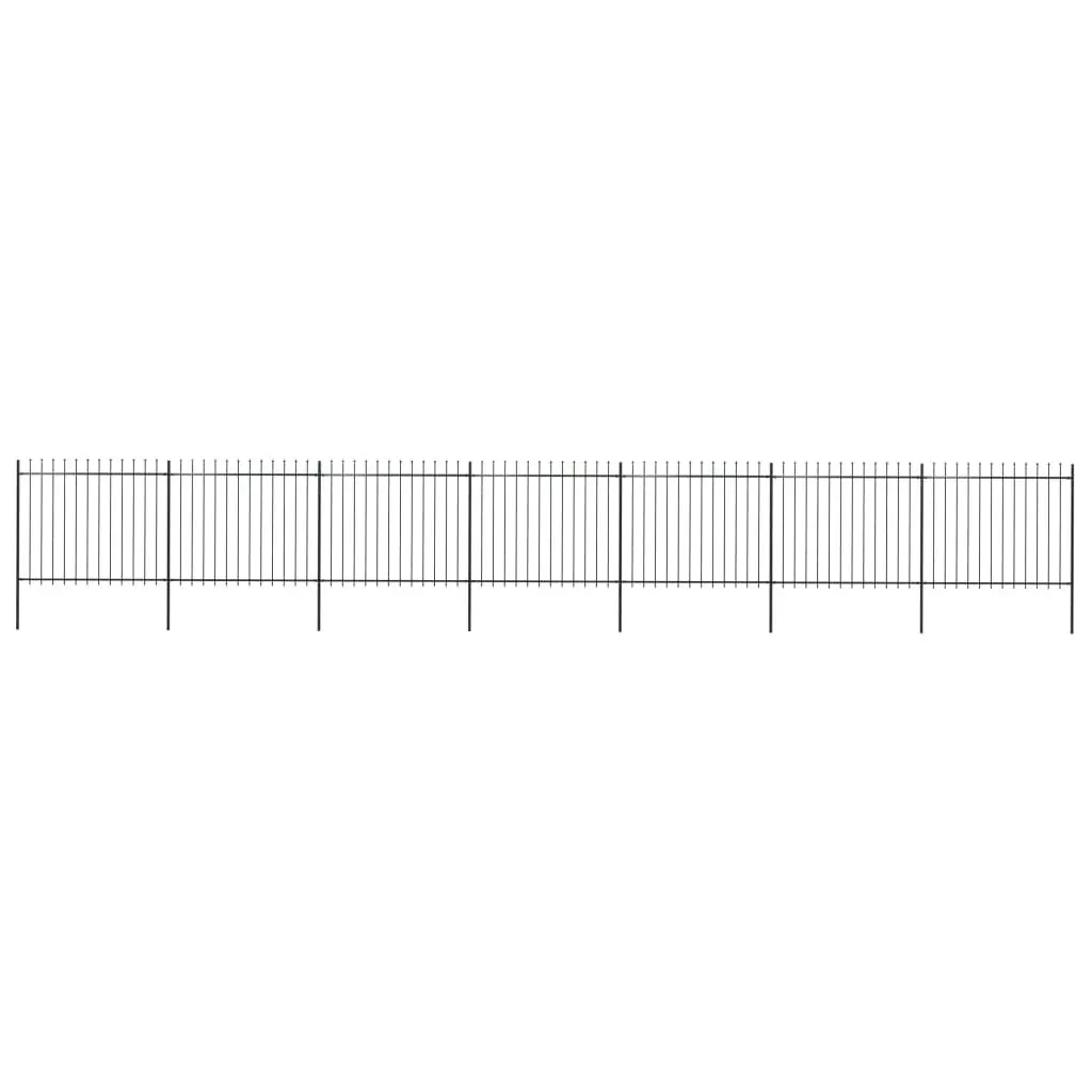 Garden Fence with Spear Top Steel 11.9 m Black 277635