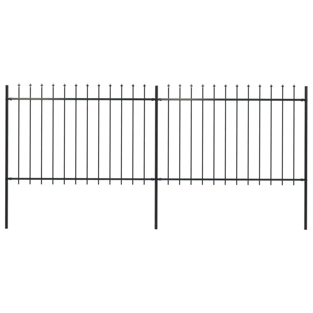 Garden Fence with Spear Top Steel 3.4 m Black 277621