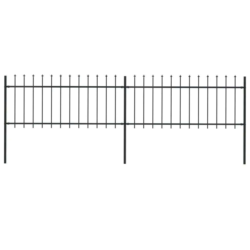 Garden Fence with Spear Top Steel 3.4 m Black 277603