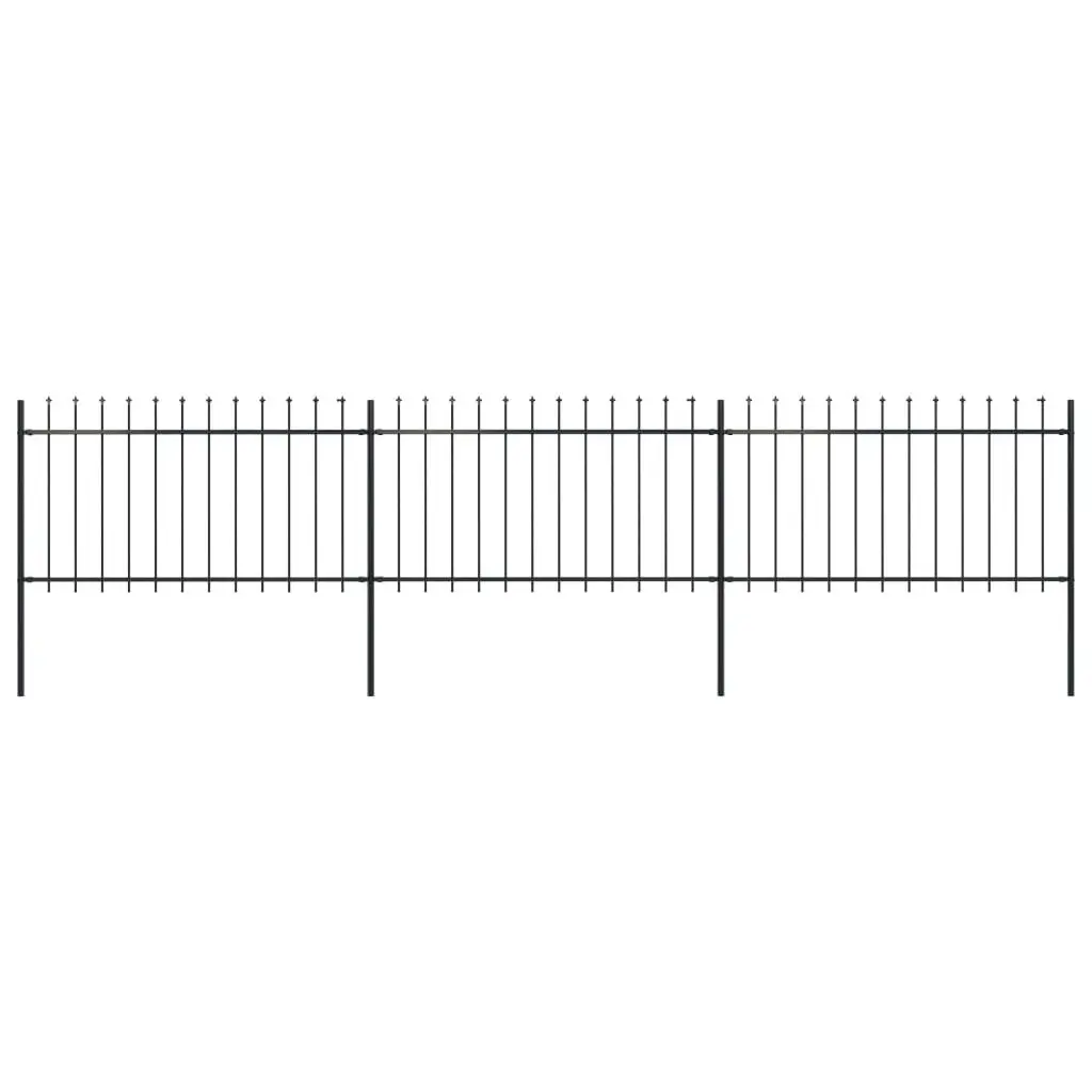 Garden Fence with Spear Top Steel 5.1 m Black 277613