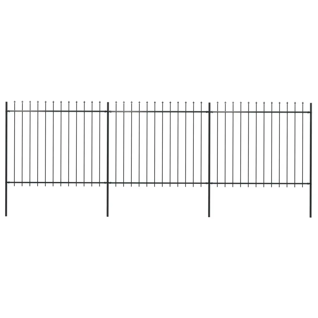 Garden Fence with Spear Top Steel 5.1 m Black 277631