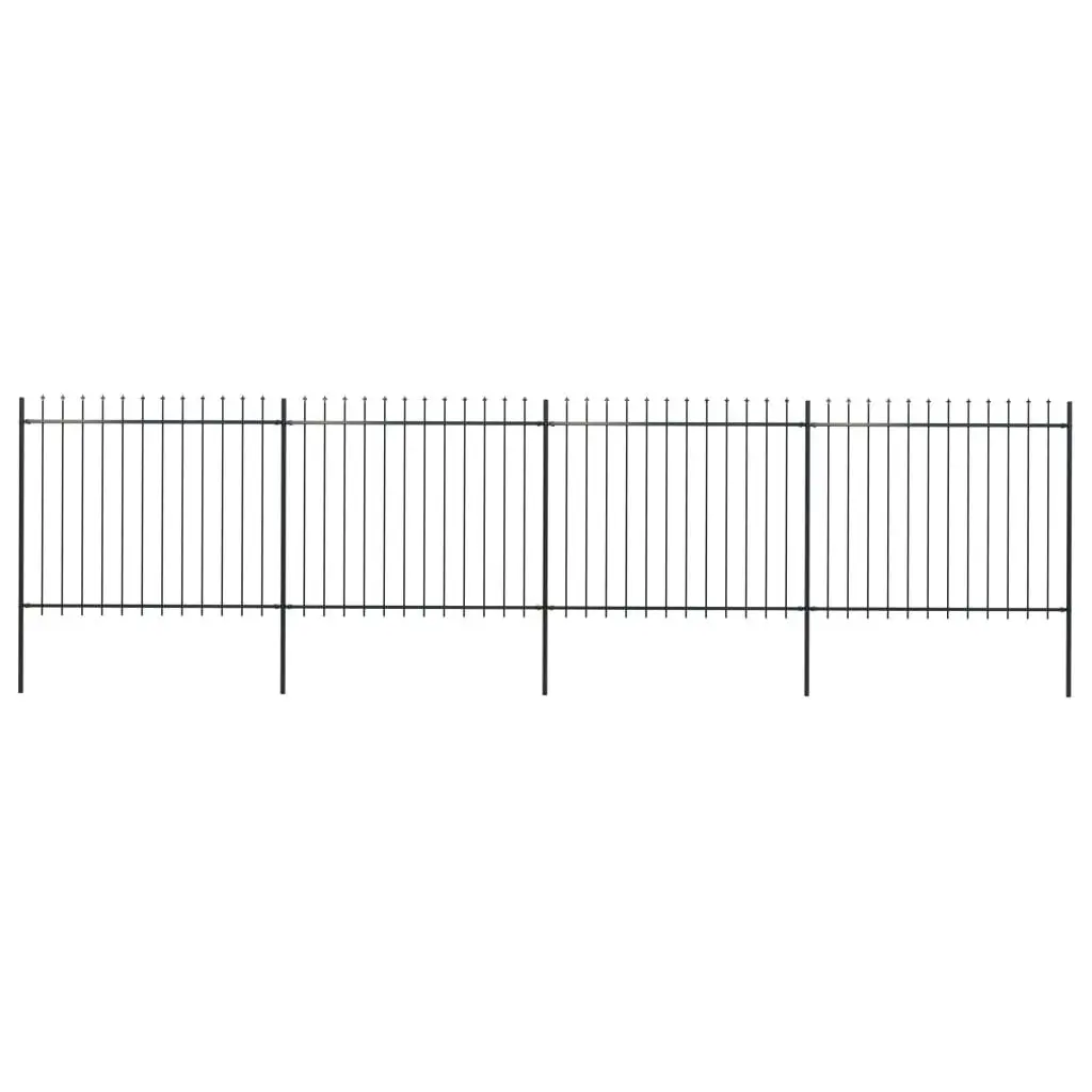 Garden Fence with Spear Top Steel 6.8 m Black 277632