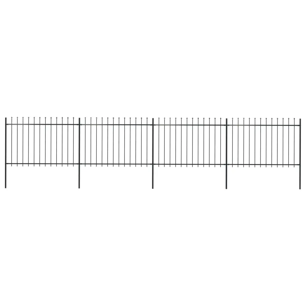 Garden Fence with Spear Top Steel 6.8 m Black 277623