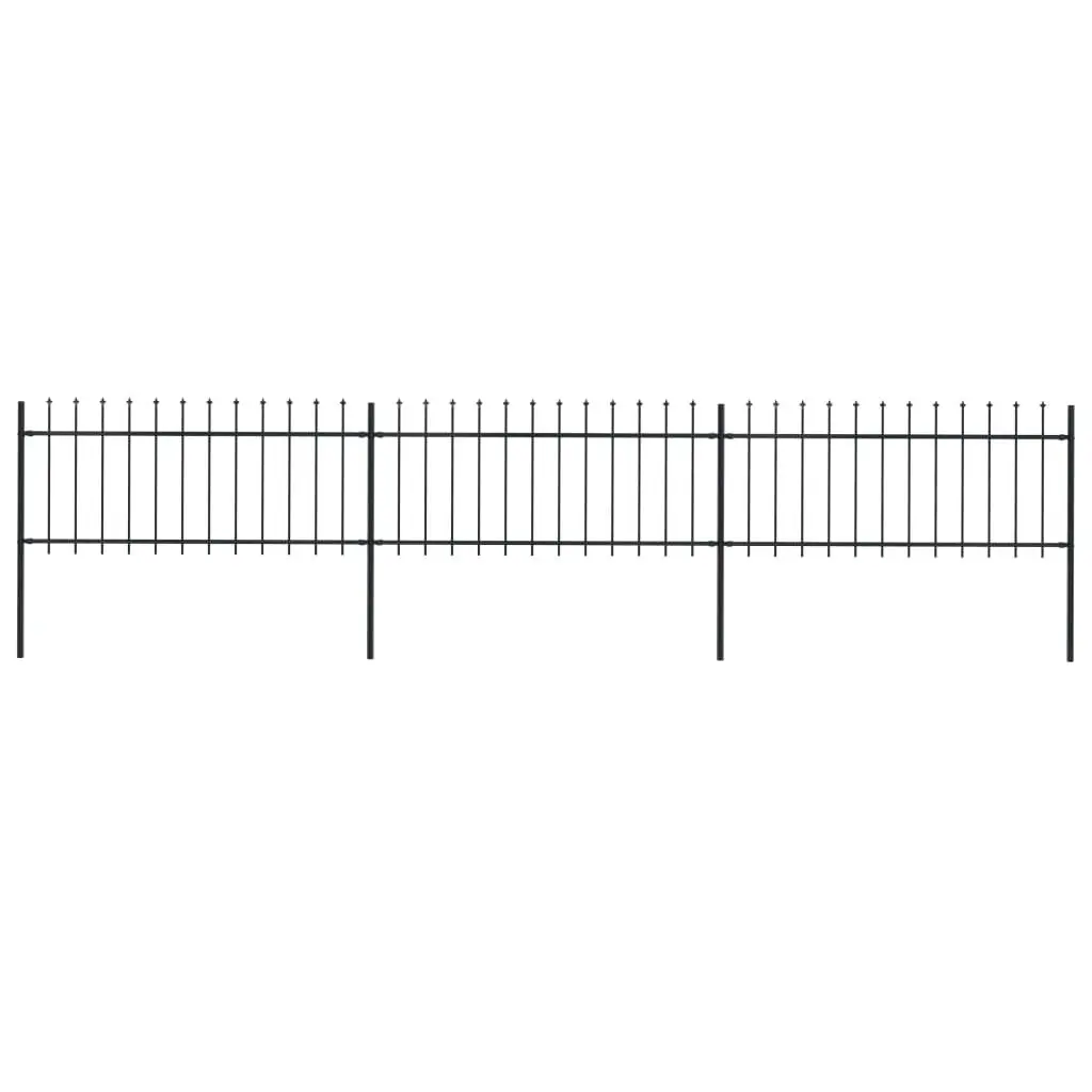 Garden Fence with Spear Top Steel 5.1 m Black 277604