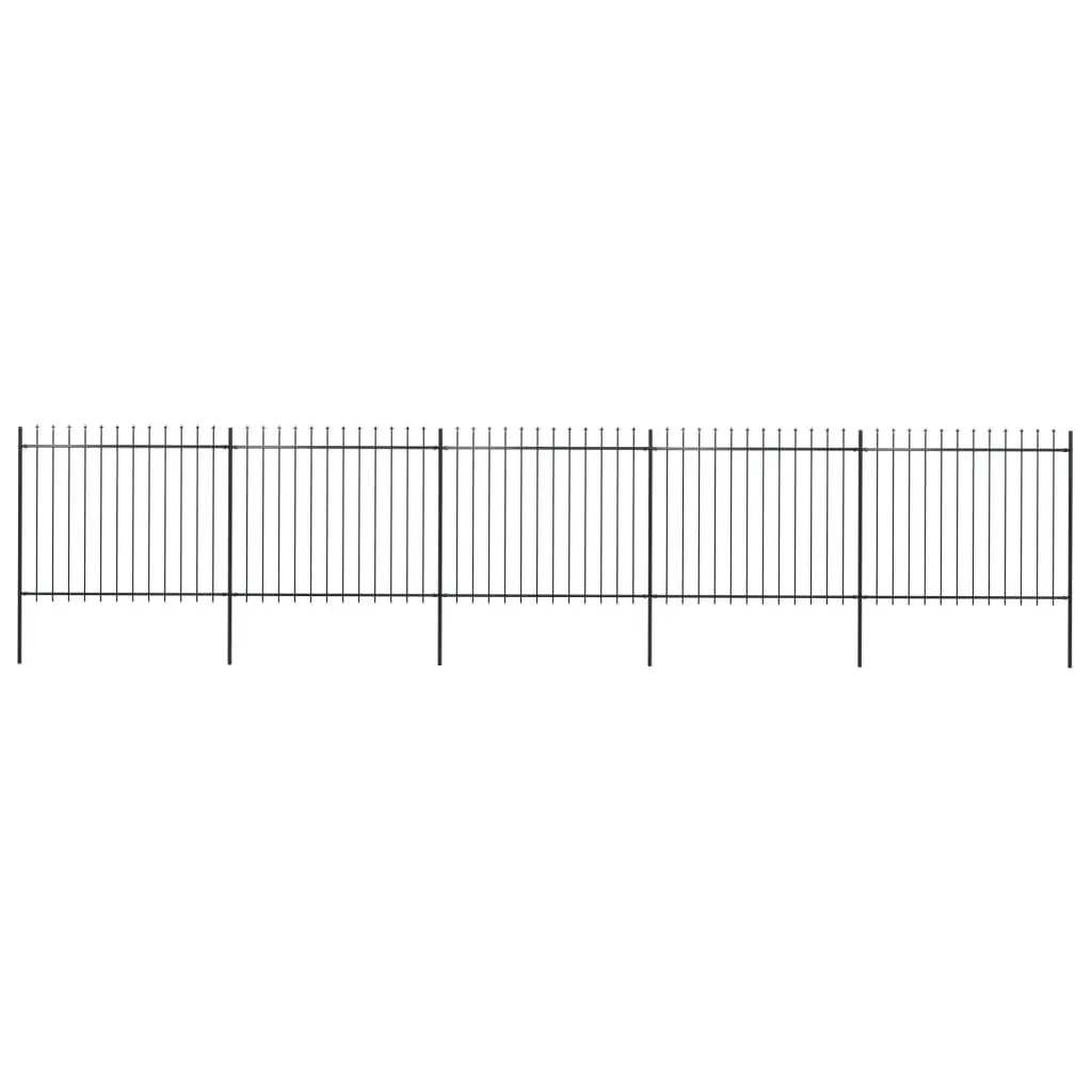 Garden Fence with Spear Top Steel 8.5 m Black 277633