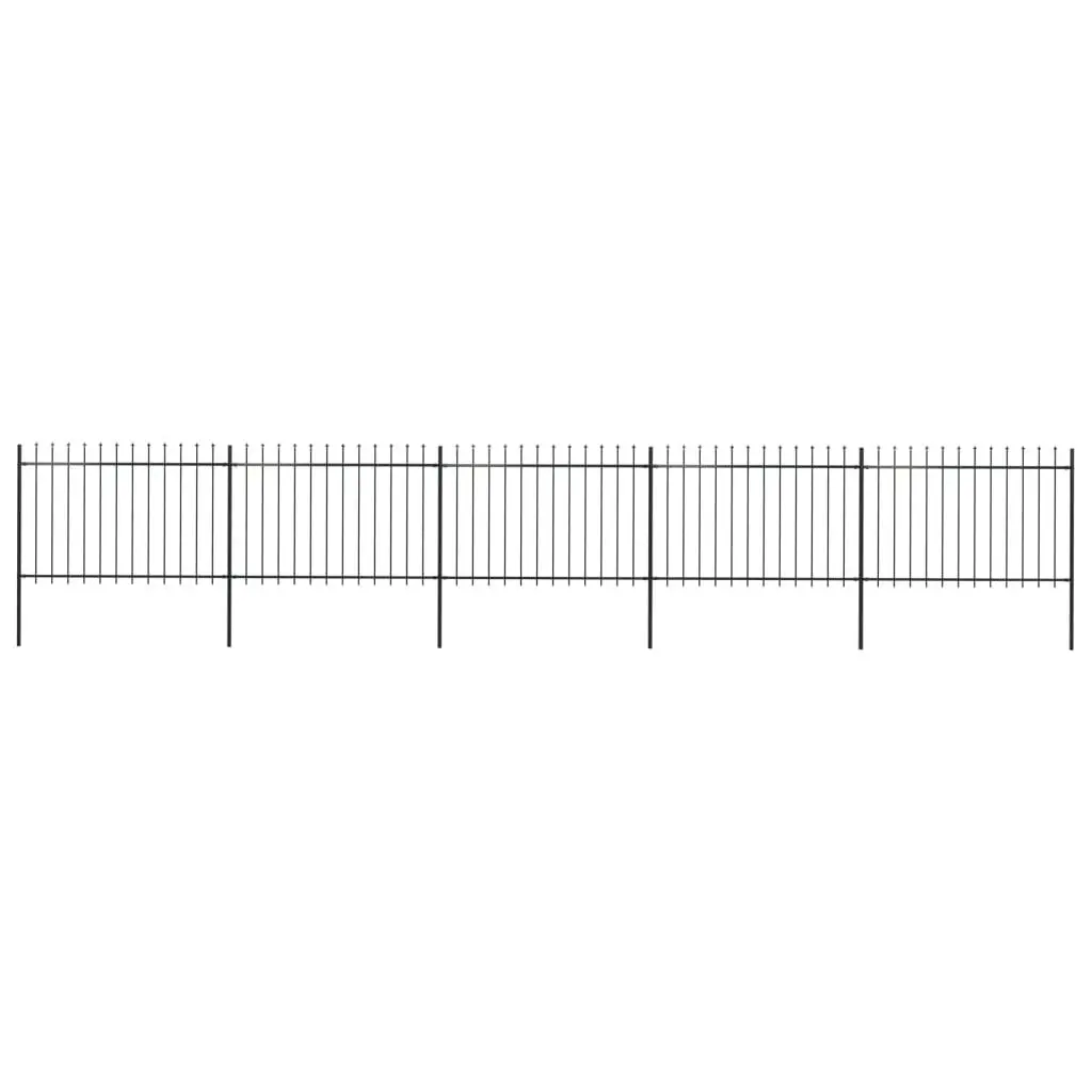 Garden Fence with Spear Top Steel 8.5 m Black 277624