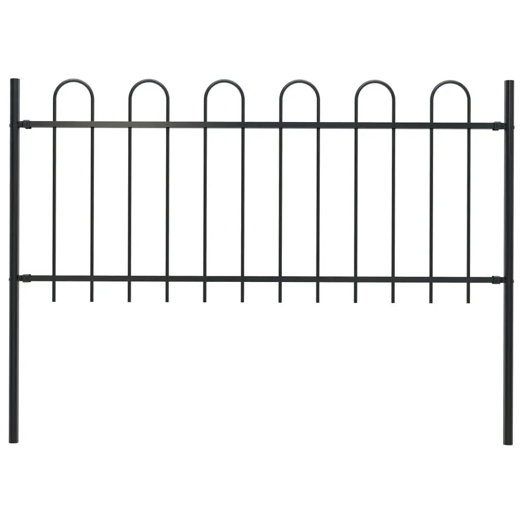 Garden Fence with Hoop Top Steel 1.7x0.8 m Black 144929