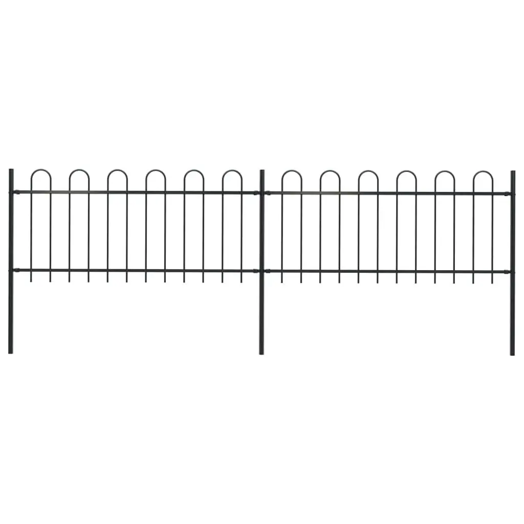 Garden Fence with Hoop Top Steel 3.4 m Black 277648