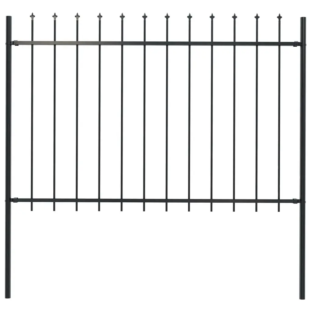 Garden Fence with Spear Top Steel 1.7x1.2 m Black 144926