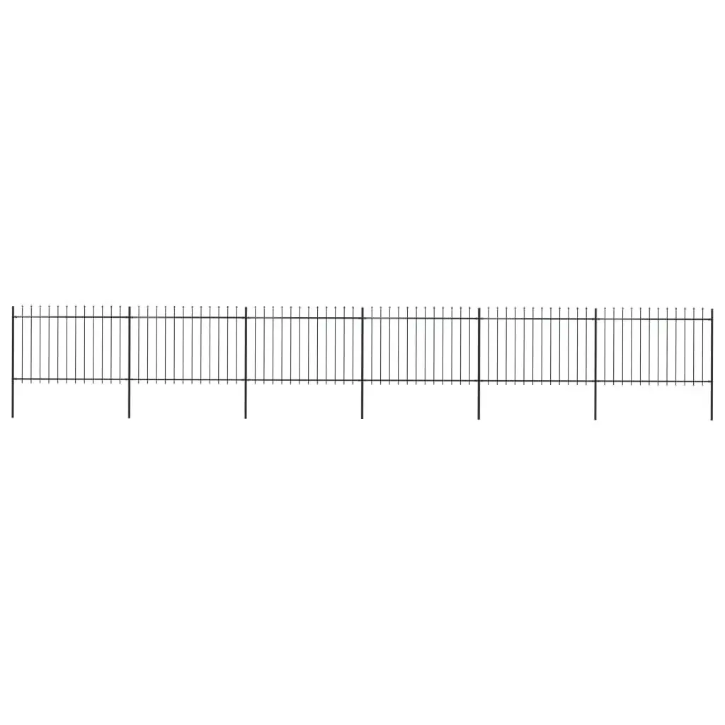 Garden Fence with Spear Top Steel 10.2 m Black 277625