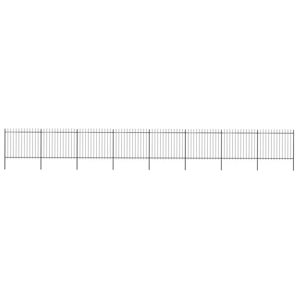 Garden Fence with Spear Top Steel 13.6 m Black 277636