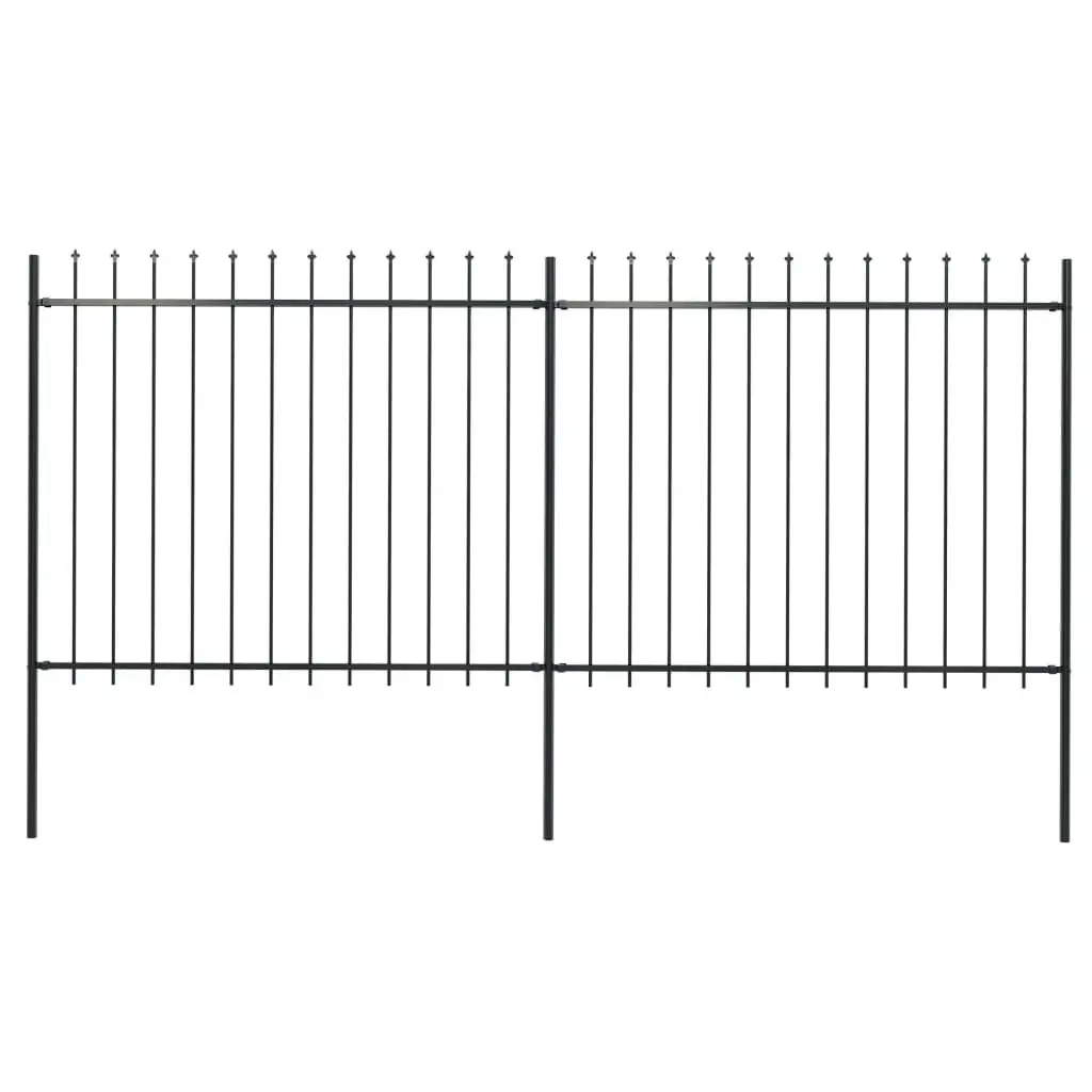 Garden Fence with Spear Top Steel 3.4 m Black 277630