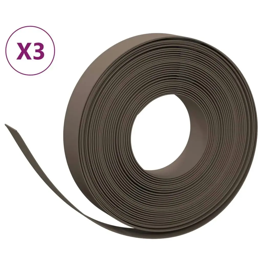 Garden Edgings 3 pcs Brown 10 m 10 cm Polyethylene 3155437