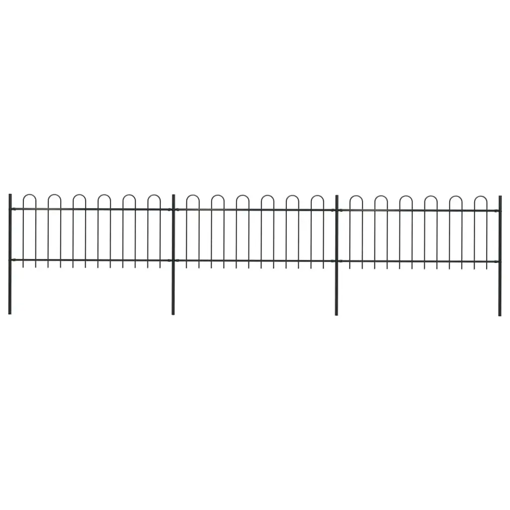 Garden Fence with Hoop Top Steel 5.1 m Black 277649