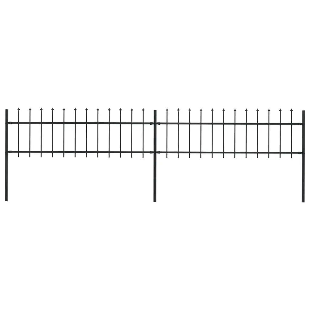 Garden Fence with Spear Top Steel 3.4 m Black 277594