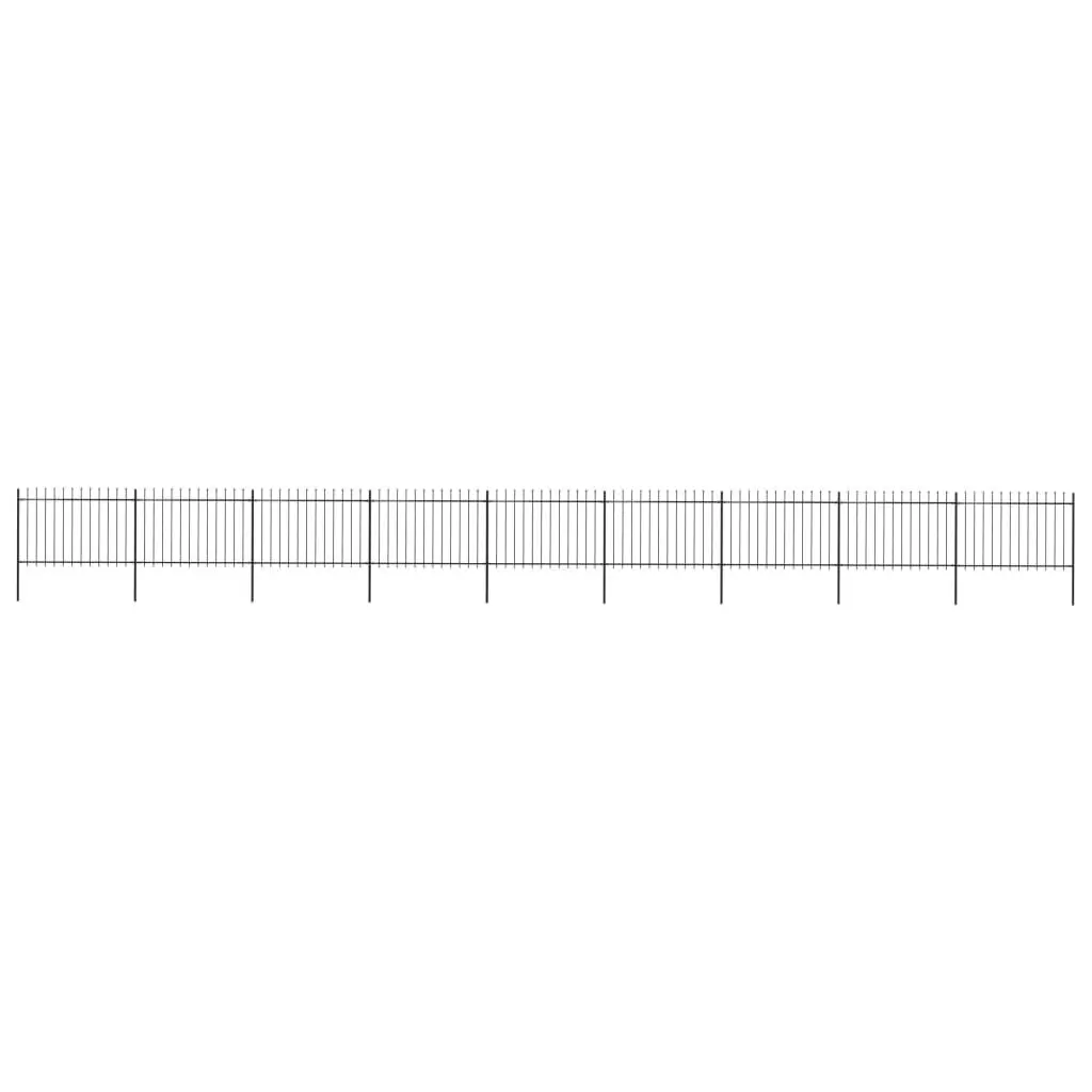 Garden Fence with Spear Top Steel 15.3 m Black 277628