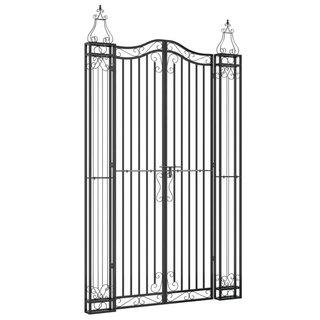 Garden Gate Black 121x8x200 cm Wrought Iron 363434