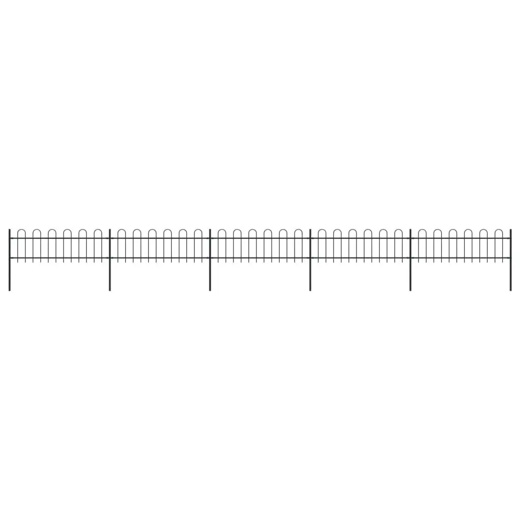 Garden Fence with Hoop Top Steel 8.5 m Black 277642