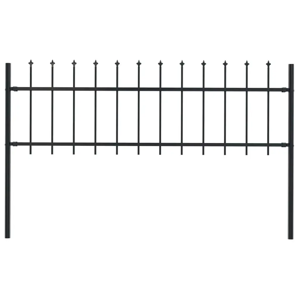 Garden Fence with Spear Top Steel 1.7x0.6 m Black 144923