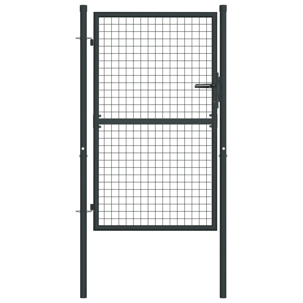 Mesh Garden Gate Galvanised Steel 100x175 cm Grey 145772