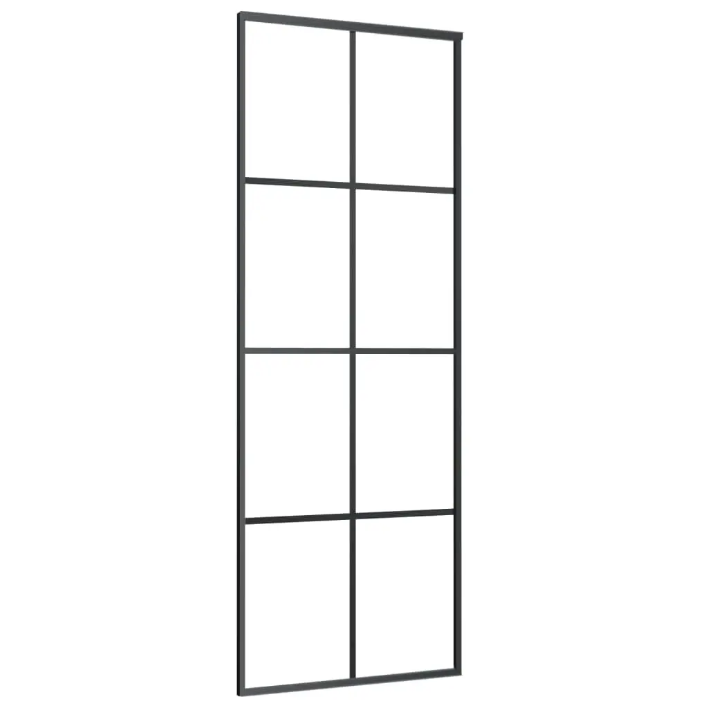 Sliding Door Black 76x205 cm ESG Glass and Aluminium 151666