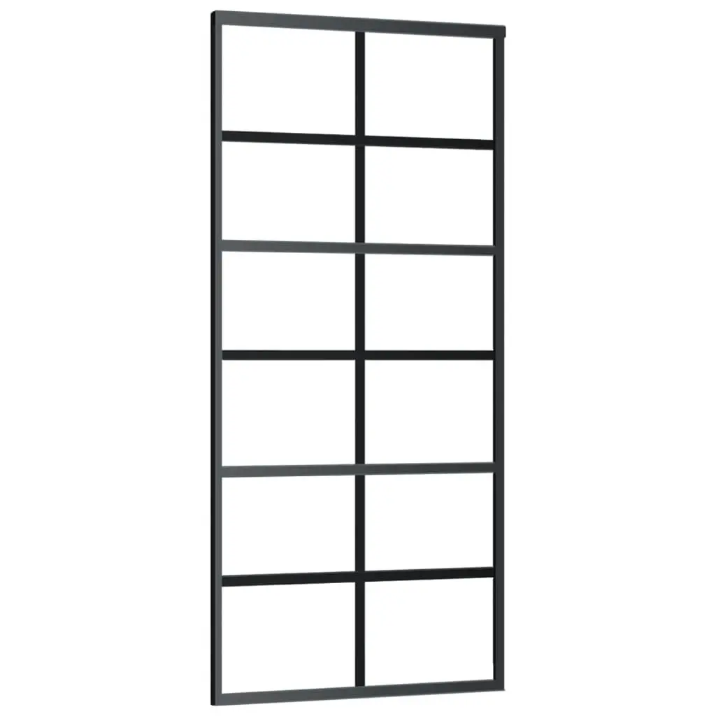 Sliding Door ESG Glass and Aluminium 90x205 cm Black 151018