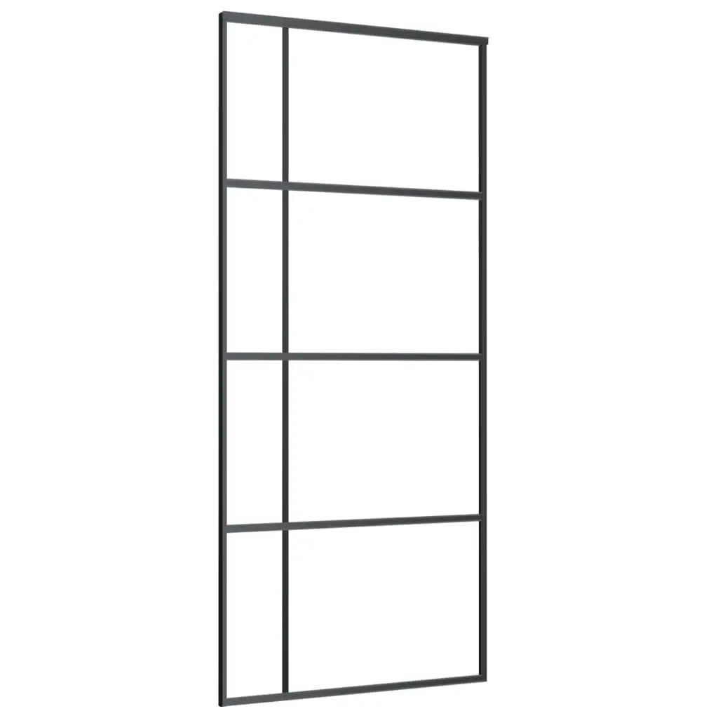 Sliding Door ESG Glass and Aluminium 90x205 cm Black 151682