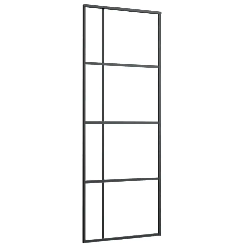 Sliding Door Frosted ESG Glass and Aluminium 76x205 cm Black 151679