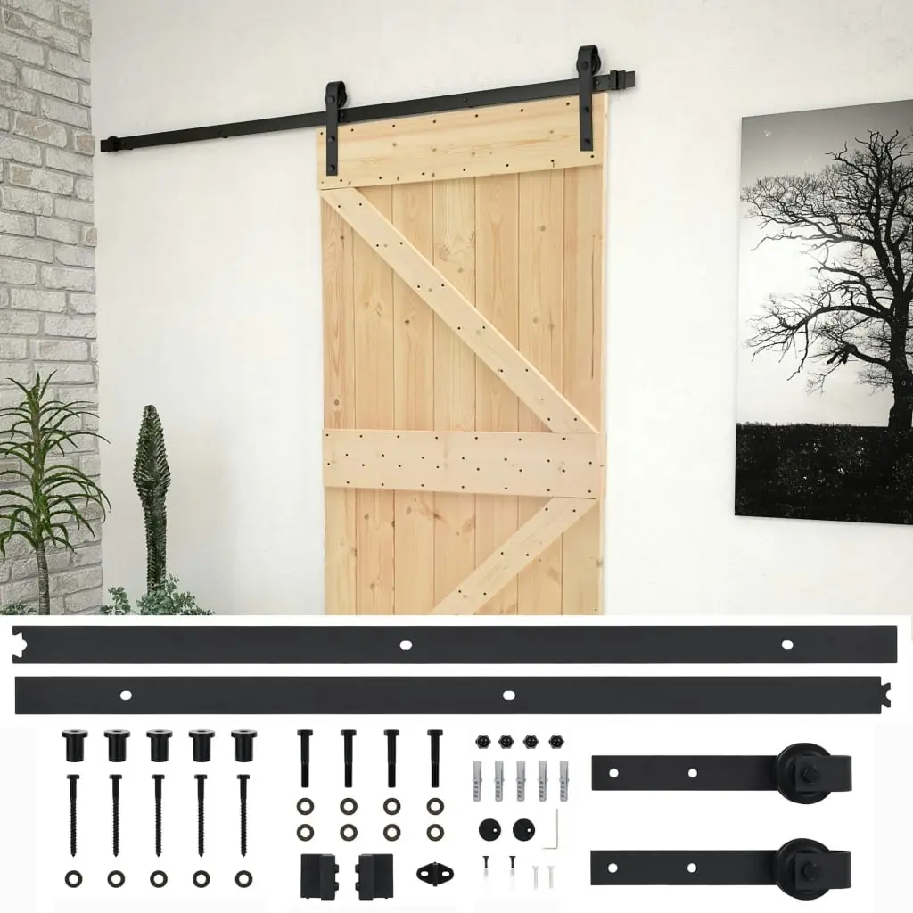 Sliding Door with Hardware Set 100x210 cm Solid Pine Wood 3057504