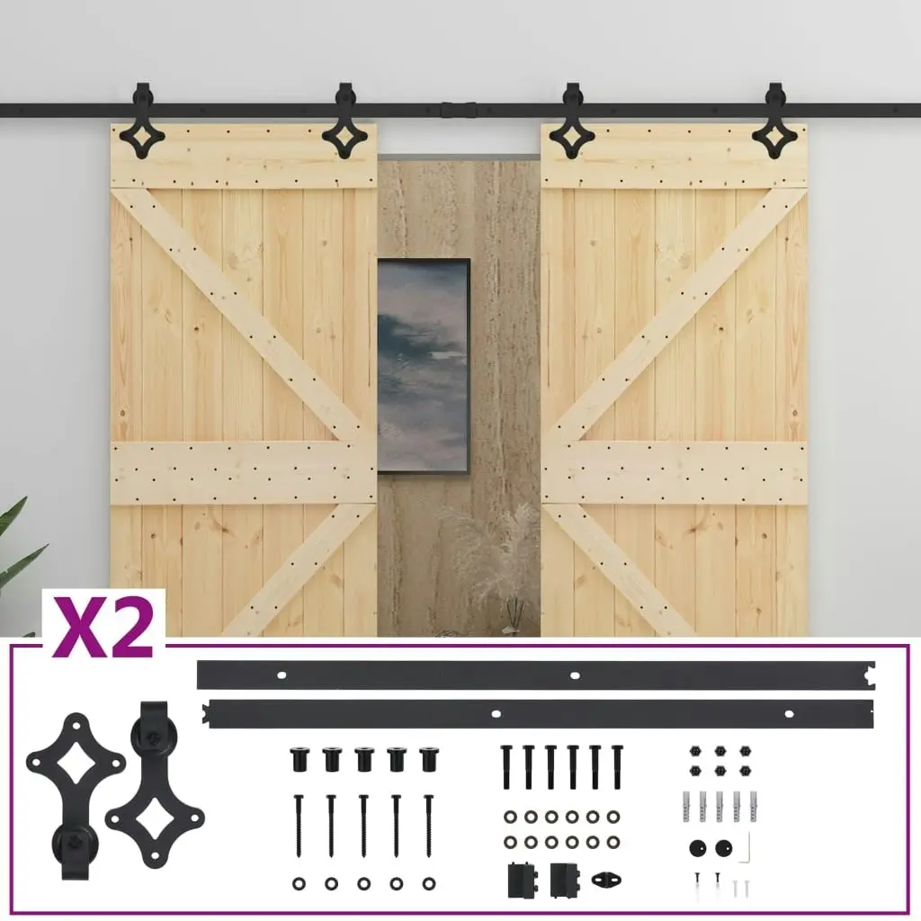 Sliding Door with Hardware Set 100x210 cm Solid Pine Wood 3057597