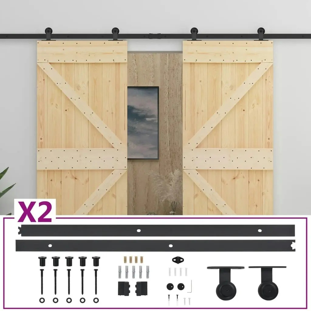 Sliding Door with Hardware Set 100x210 cm Solid Pine Wood 3057598