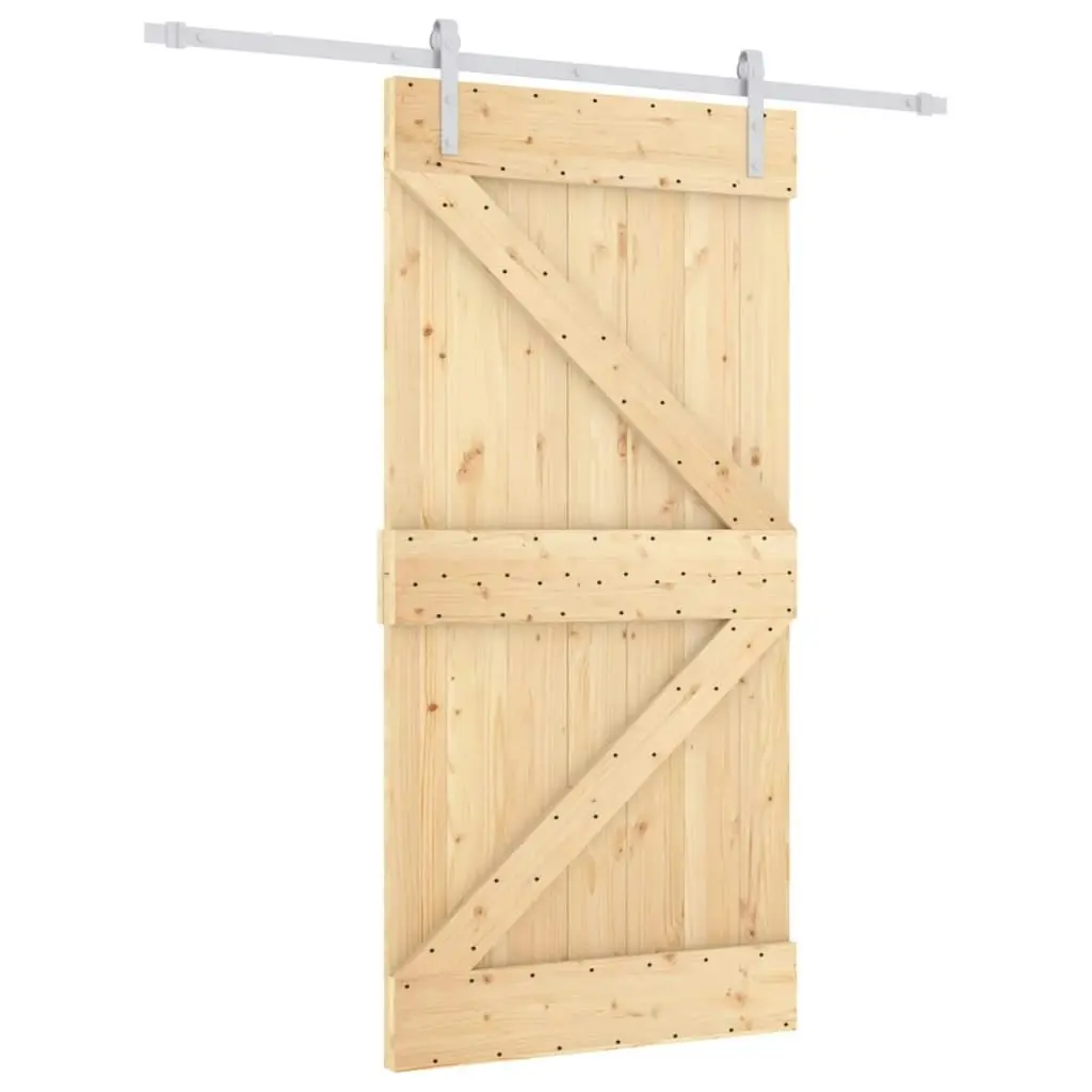 Sliding Door with Hardware Set 100x210 cm Solid Wood Pine 3203025