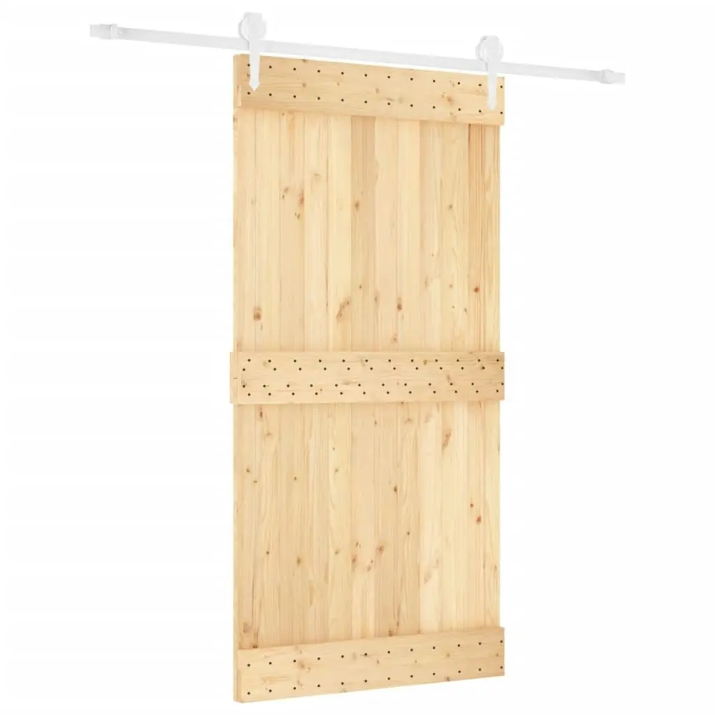 Sliding Door with Hardware Set 100x210 cm Solid Wood Pine 3203259