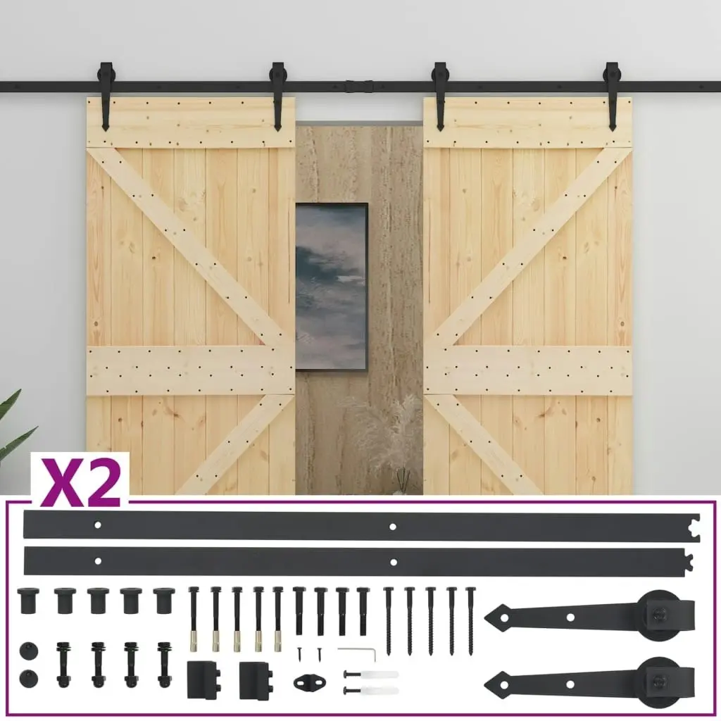 Sliding Door with Hardware Set 80x210 cm Solid Pine Wood 3057580