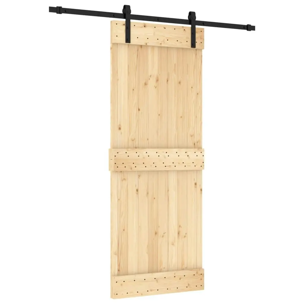 Sliding Door with Hardware Set 80x210 cm Solid Wood Pine 3202972