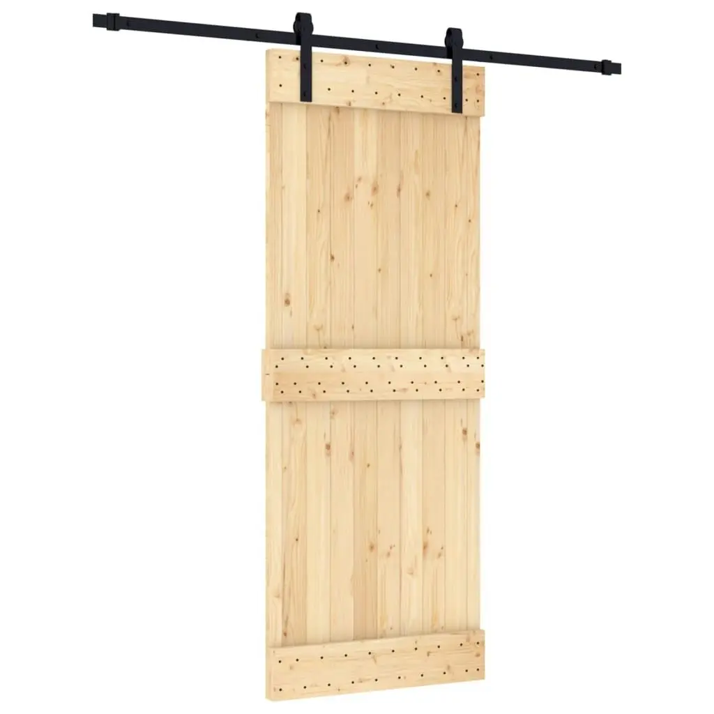 Sliding Door with Hardware Set 80x210 cm Solid Wood Pine 3202987